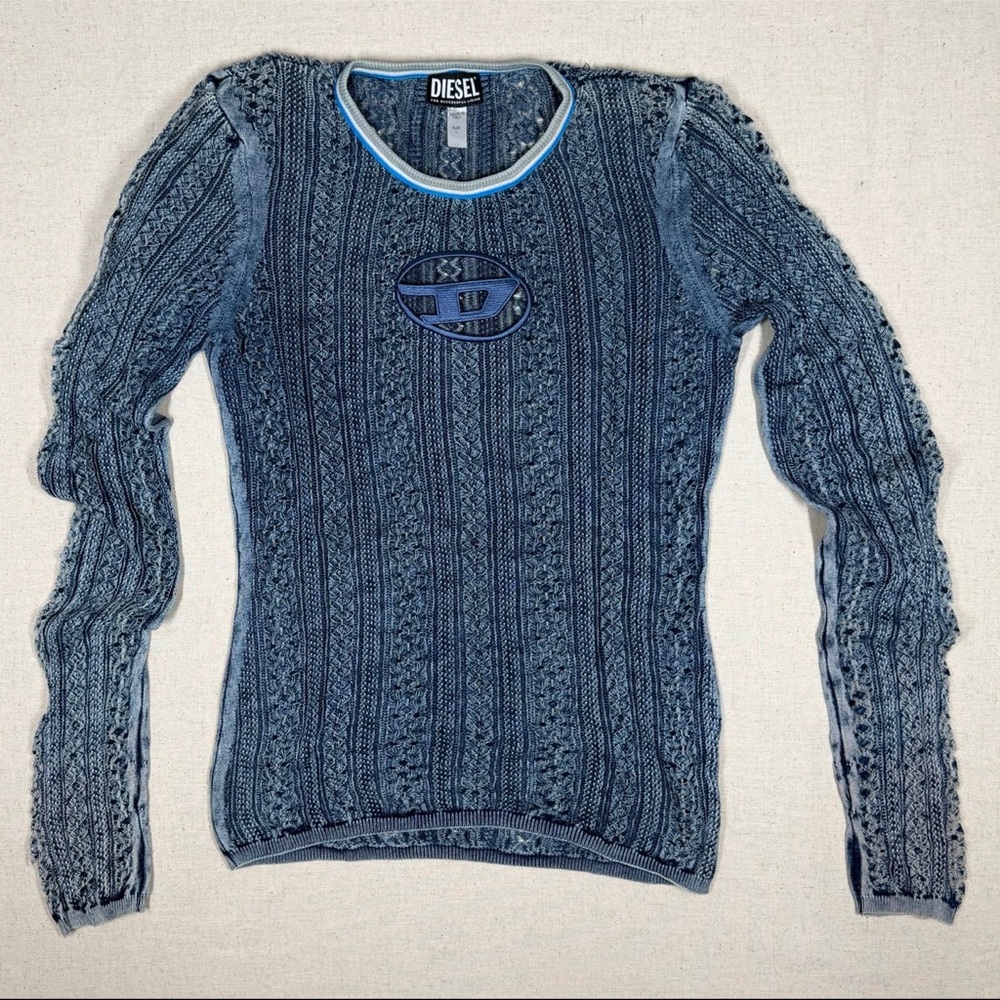 Diesel Navy Textured Knit Top